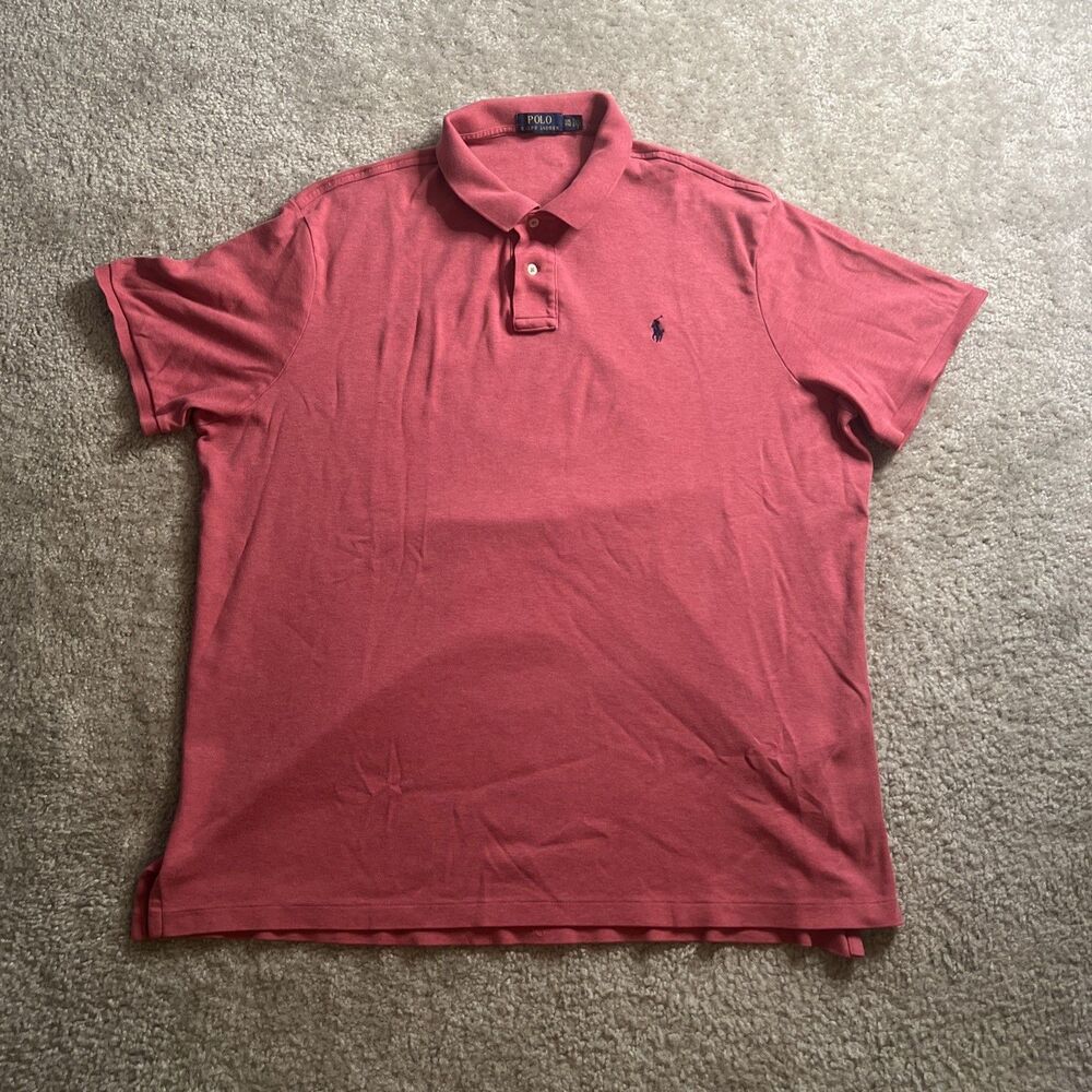 Vintage Polo Ralph Lauren Short Sleeve Polo Shirt Mens 2XL 90s Classic Fit Red